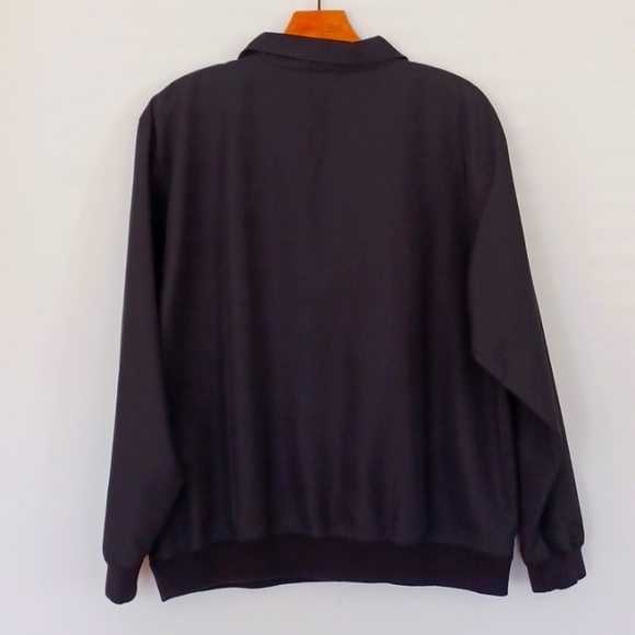 IZOD Black Pullover Jacket With Pockets, Zipper, Ribbed Wrists & Hem W-XL - Picture 4 of 7